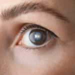 Close-up view of a human eye showcasing the iris and eyelashes