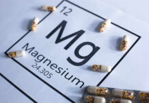 Magnesium: Could It Rewind Brain Aging? Magnesium element symbol with colorful capsules arranged around it