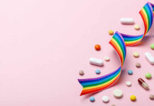 Birth Control Pills: Hidden Clot Risk Exposed Colorful pills and a rainbow ribbon on a pink background