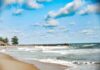 Ocean Heat Streak Shocks Scientists Scenic beach view with waves and clouds