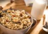 Bowl of granola with raisins and nuts