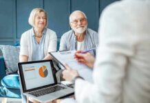 Smoking-Level Risk: The Epidemic Nobody Sees senior couple meeting with advisor at home