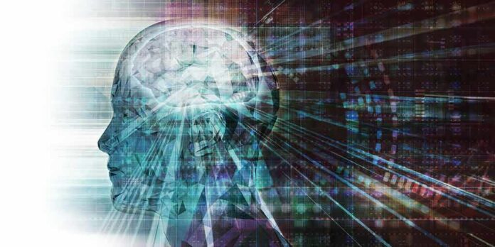 shutterstock_1652477281-1 Abstract human head with illuminated brain and digital light streaks